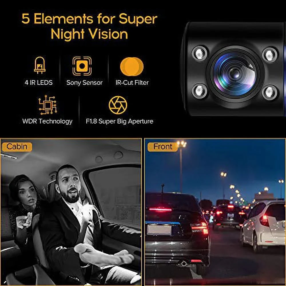 Blueskysea B2W 1080P Dual Dash Cam Front and Inside Dashcam  Double Rotatable Lens Driving Recorder Camera with  Night Vision 2'' Screen 32GB  Card for Uber Rideshare Lyft Car Driver