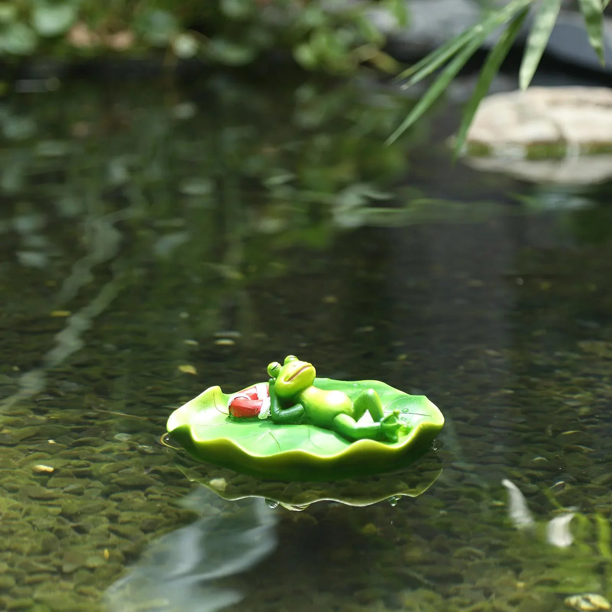 Simulation Water Floating Frog Ornament Animals Figurine Garden Statue Crafts Decor  Pool Accessories for Tabletop Shelf Office