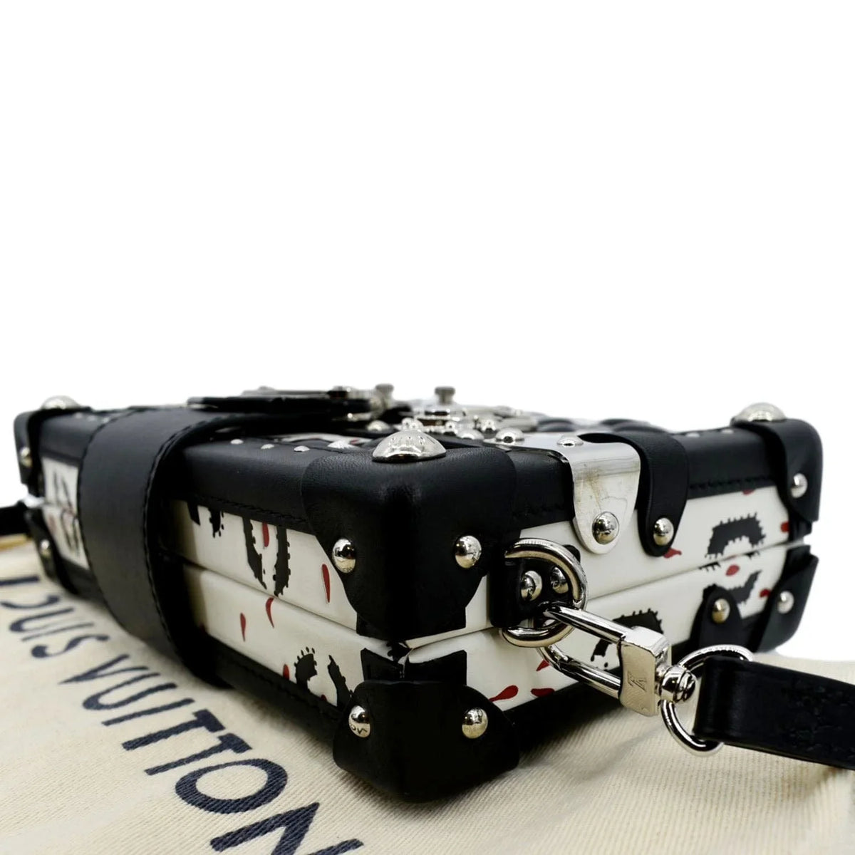 Pre-owned   Petite Malle Graphic Print Leather Crossbody Bag Black/Multicolor