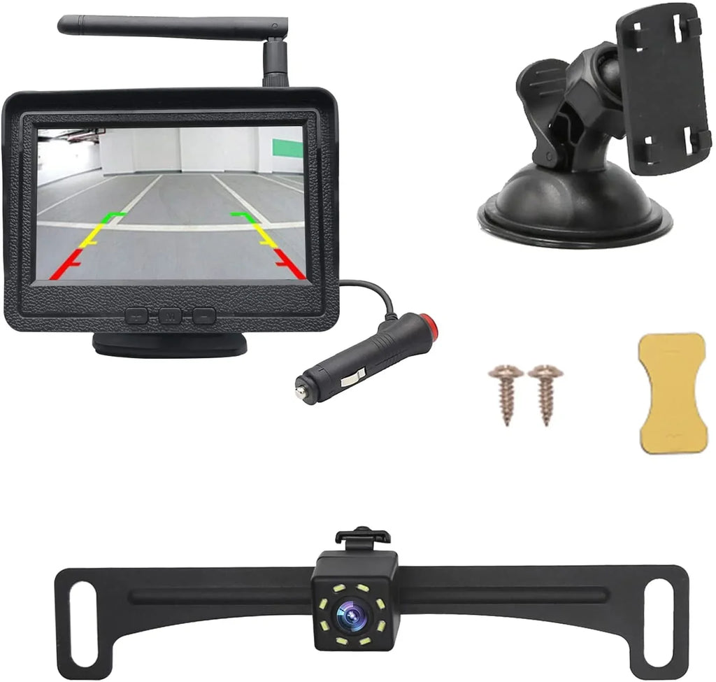 B-Qtech Wireless Backup Camera for Car, Waterproof Night Vision 170 Rear View Camera with 4.3""  Monitor for Truck,