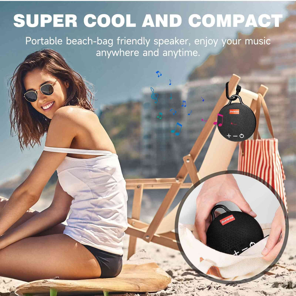 UrbanX Bluetooth 5.0 Speaker with Clip, 20H Playtime, Compact Speaker with Big Sound, Punchy Bass, Wireless IPX7 Waterproof Speaker for  K62 & Beach, Pool, Boat, Biking Black 1 Pack