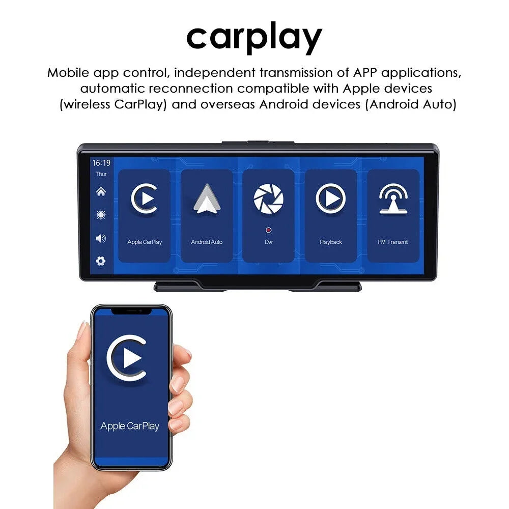 Kydely 2K Wireless 10.26'' Touch Screen Dual Channel Wifi Car  Dash Camera Android Auto ".