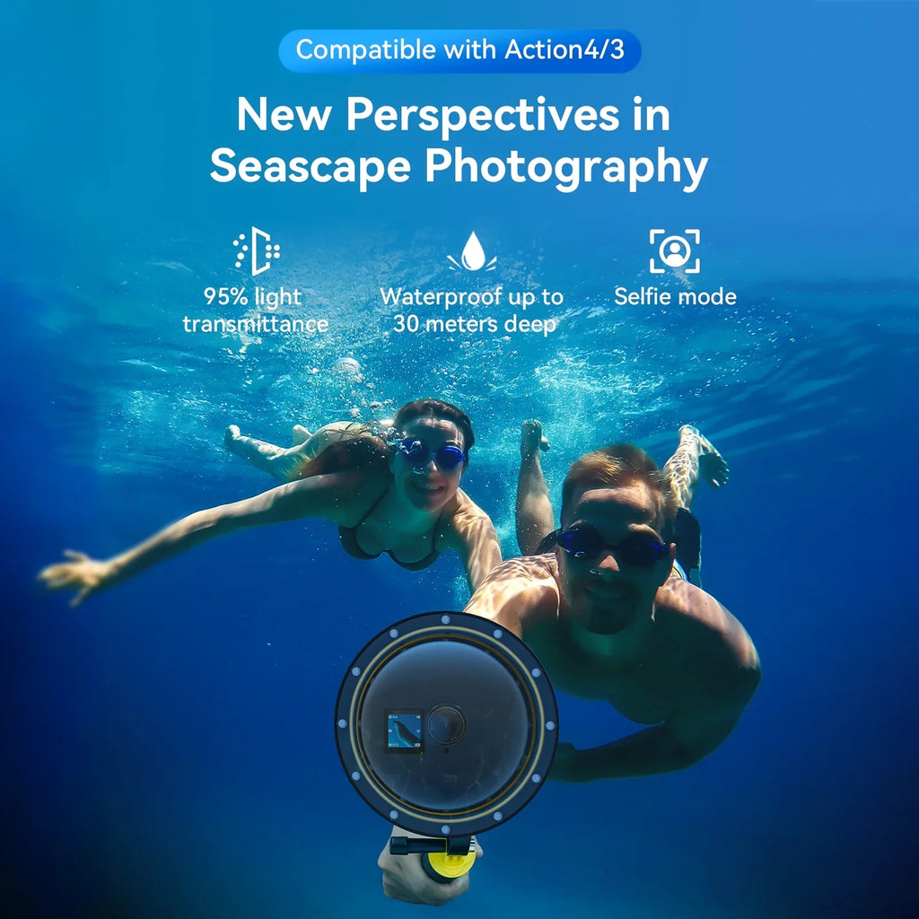 Dome Port,Wrist Osmo 3/4 30m/98.4ft Waterproof Camera Handle Wrist Osmo Camera With Handle With Handle Wrist Telesin Port 30m/98.4ft Waterproof Camera With Port 30m/98.4ft Waterproof