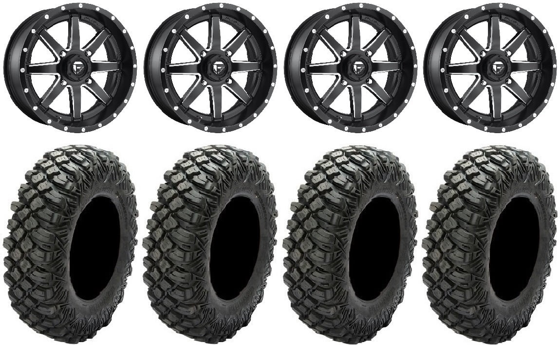 Fuel Maverick Black 16" Wheels 35" Crawler  Tires Kawasaki Teryx Mule