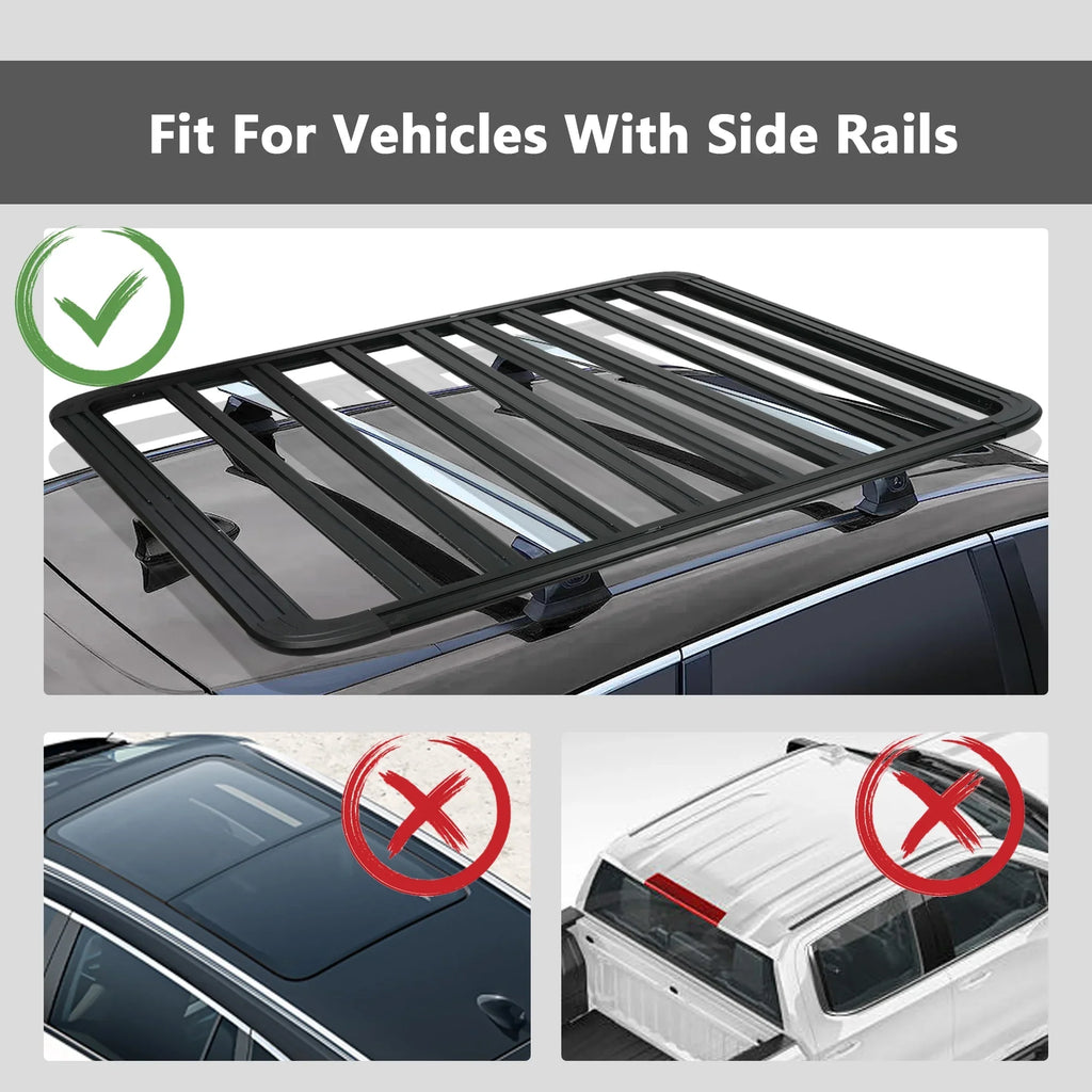 67"x52" Aluminum Car Roof Platform, Universal Rooftop Cargo Carrier System Max 660lbs Load, Black Fits for  Truck Cars