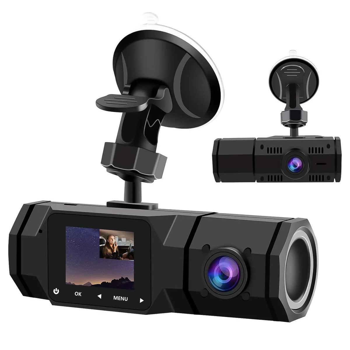 Dual Dash Cam,  1080P Front Interior Dual Dash Camera  Night Vision Dashcam, Driving Recorder for Car, Taxi with Loop Recording, G-Sensor, Parking Mode