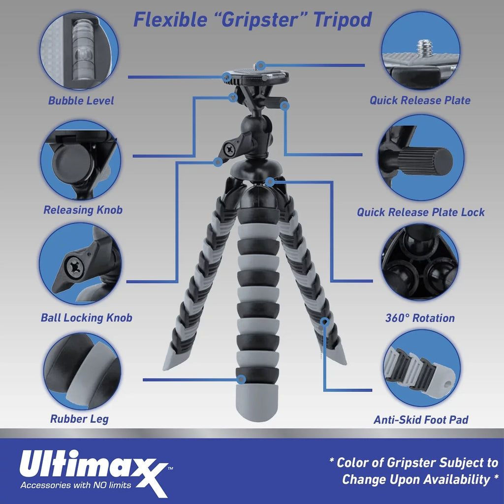 Ultimaxx Essential Accessory Kit for Action Cameras - Includes: Chest Mount, Head Mount, Selfie-Stick & More for Most Action Cameras