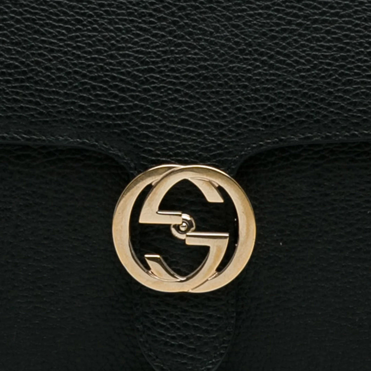 Pre-Owned Authenticated Gucci Medium Dollar Interlocking G Crossbody Bag Calf Leather Black Unisex (Good)