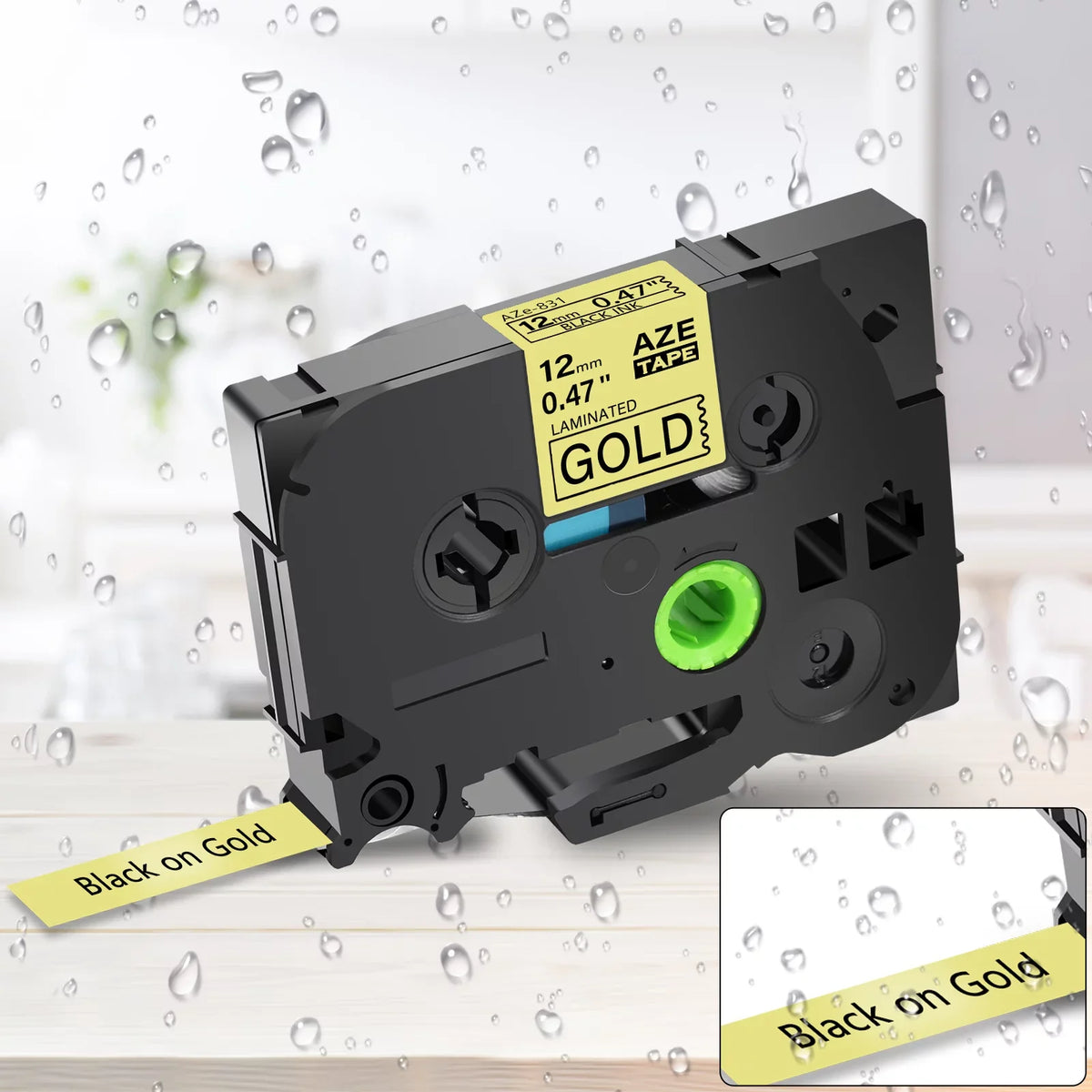 40PK Compatible for Brother P-touch Black on Gold 12mm  TZe TZe-831 -831 TZ831 TZe831 Laminated Label Tape