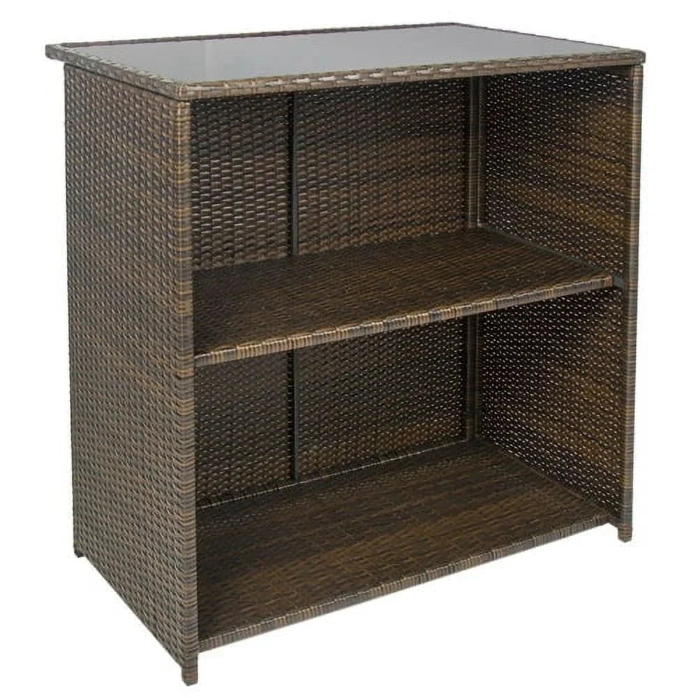 Outdoor 3-Piece  Wicker Bar Set with Table and Stools