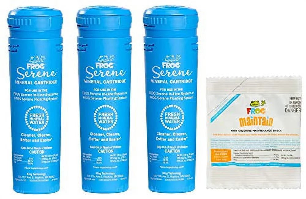 Serene Mineral Cartridge King Technology 01-14-3812 Replacement with Bonus Frog Maintain Non-Chlorine Shock (3-Pack)