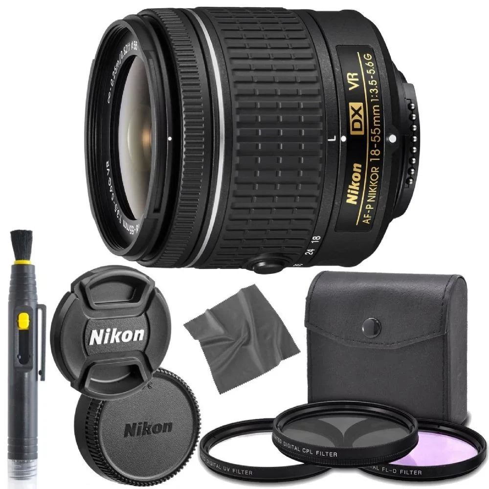 Nikon -P   18-55mm f/3.5-5.6G  Lens +  Filter, Circular Polarizer, Florescent Neutral Density Filter, Font and Rear Lens Caps 1 Year Seller Warranty