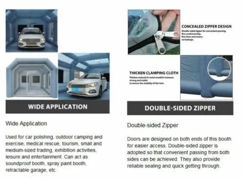 Inflatable Spray Booth 2 Filter System Portable Paint Tent Mobile Car Paint Booths  20x10x8