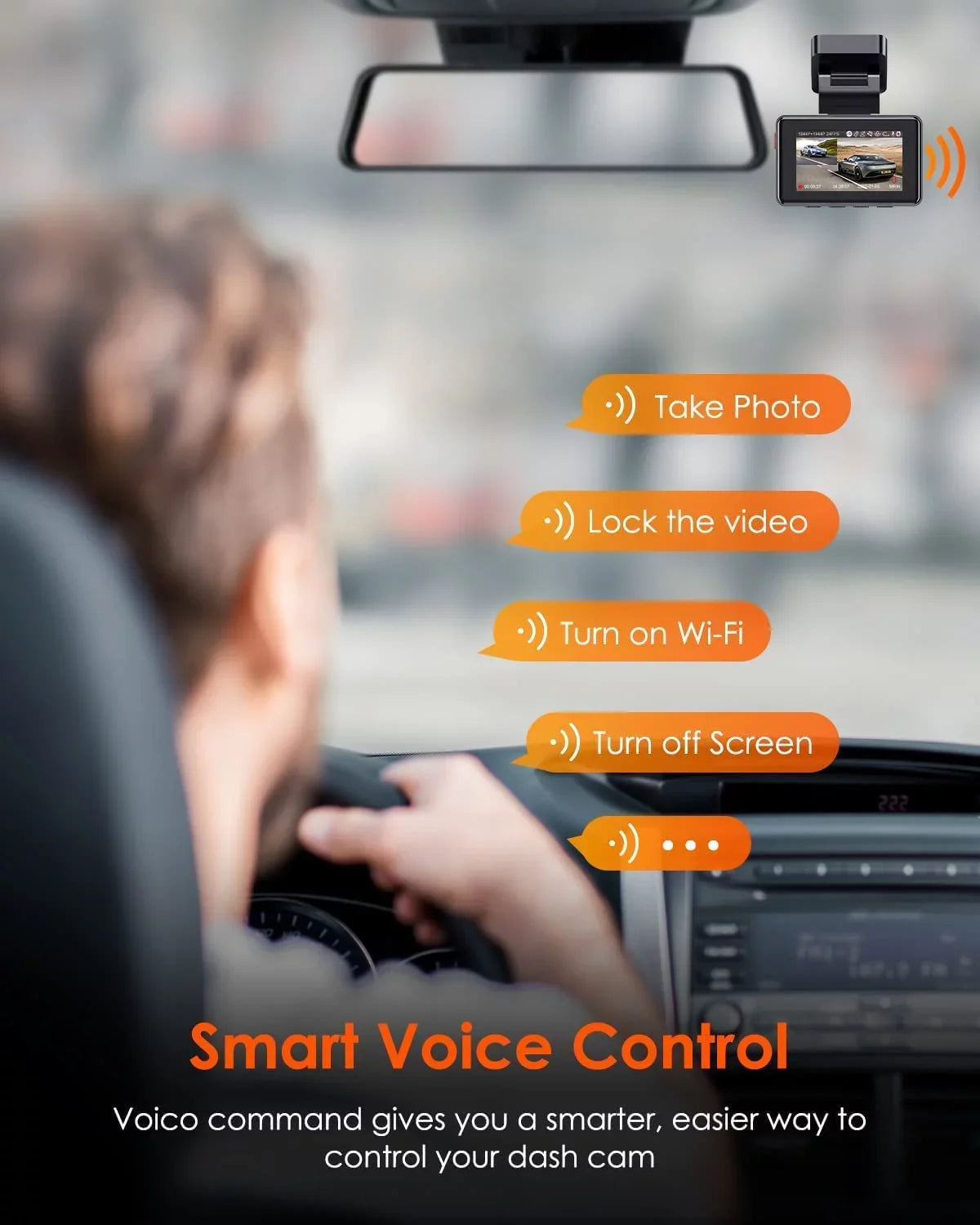 Vantrue E2 Dual 2.5K Front and Rear Dash Cam with 5G WiFi,  & Voice Control, 1944P+1944P Car Camera, 24hrs Buffered Parking Mode, Enhanced Night Vision, Motion Detection, Capacitor, Support 512GB
