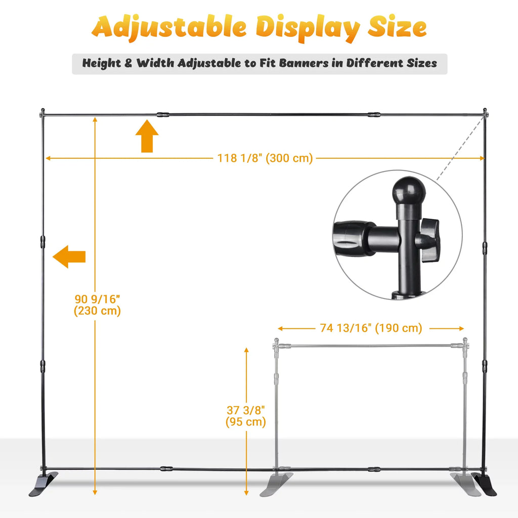 InstaHibit 10x8 ft Banner Stand Adjustable Step and Repeat Stand Expanding Trade Show Display Backdrop