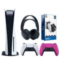 Sony Playstation 5 Disc Version (Sony PS5 Disc) with Extra Nova Pink Controller, Black  3D Headset and Dual Charging Station Bundle
