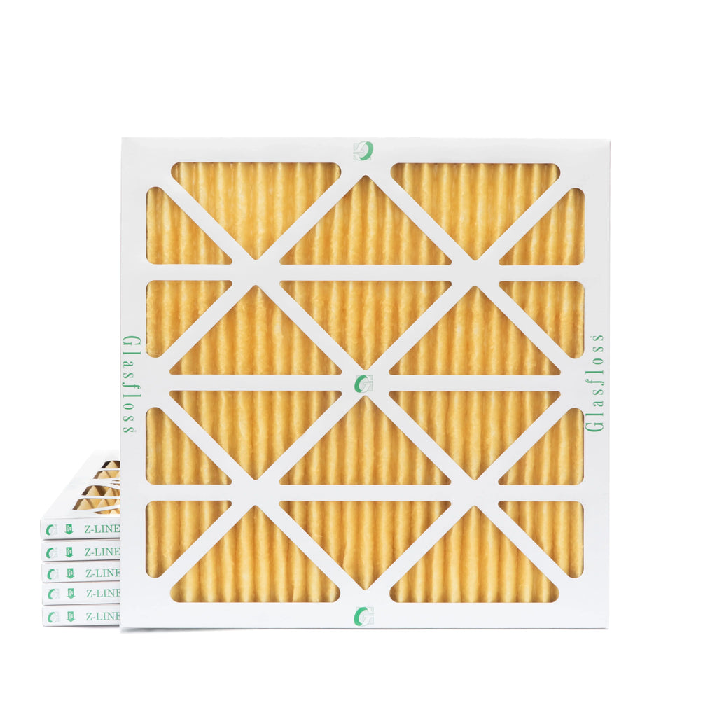 6 Pack of 25x25x1  11 Pleated Air Filters by Glasfloss. Actual Size: 24-1/2 x 24-1/2 x 7/8