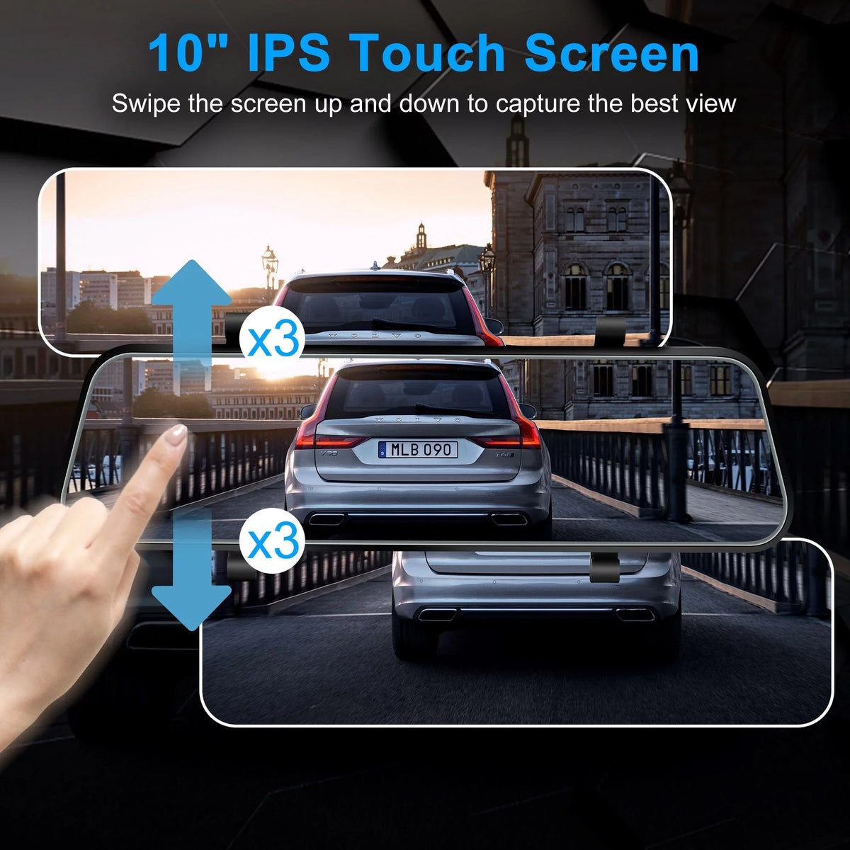 Car Rear View Mirror Camera,  1080P Dash Cam Backup Camera, Dual Driving Recorder with Night Vision, G-Sensor,  Touch Screen