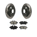 Transit Auto - Rear Coated Drilled Slotted Disc Brake Rotors And Semi-Metallic Pads Kit For Mini Cooper -100459