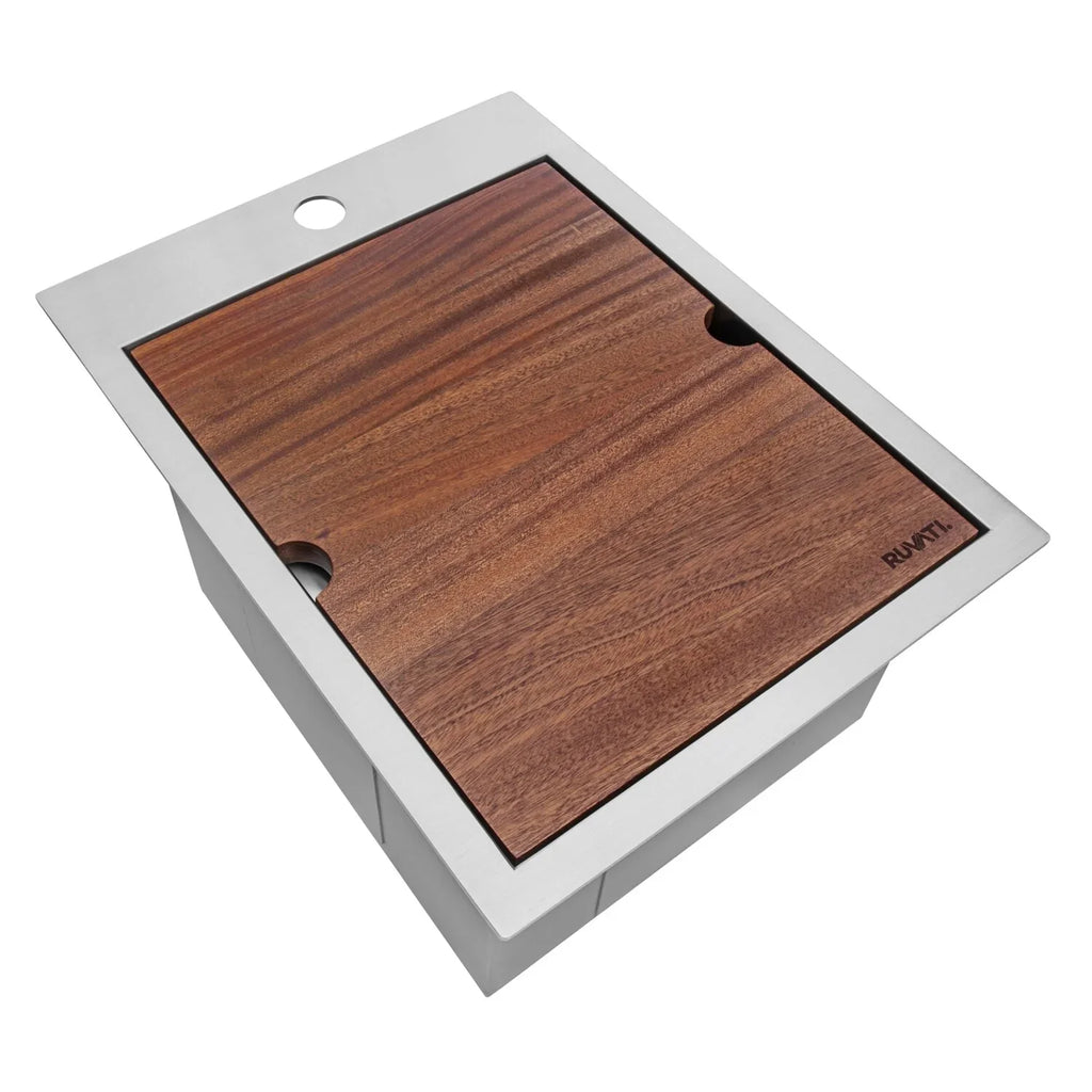 Ruvati RVH8210 15 x 20 in. Workstation Drop-in Topmount Bar Prep  Sink 16 Gauge Stainless Steel