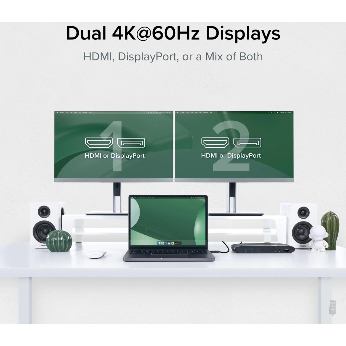 Plugable 13-in-1  C Docking Station Dual Monitor, 100W Charging, Dual 4K Displays 2x  or 2x DisplayPort, Compatible with Mac, Windows, Thunderbolt 3 / 4, -C (5x , Ethernet,  Card Reader