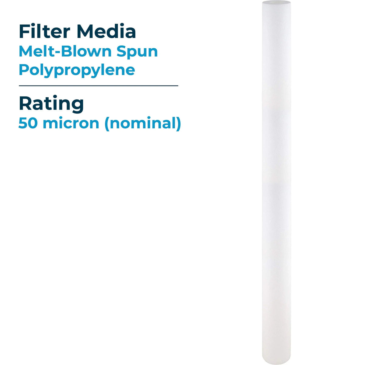 SpiroPure -P50-40 40x2.5 50 Micron Spun Melt-Blown Polypropylene Sediment Water Filter Cartridge -25-4050 (Case of 20)