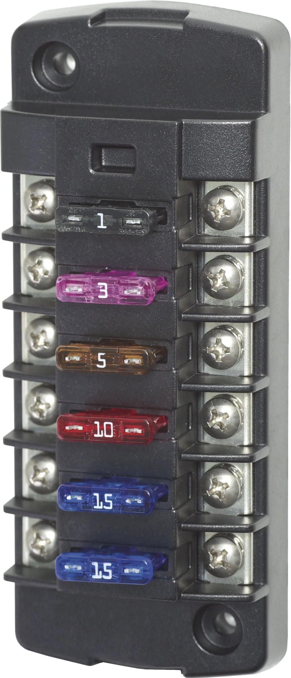 Blue Sea 5037  Blade Fuse Block Witho Cover - 6 Circuit Independent Witho Negative Bus