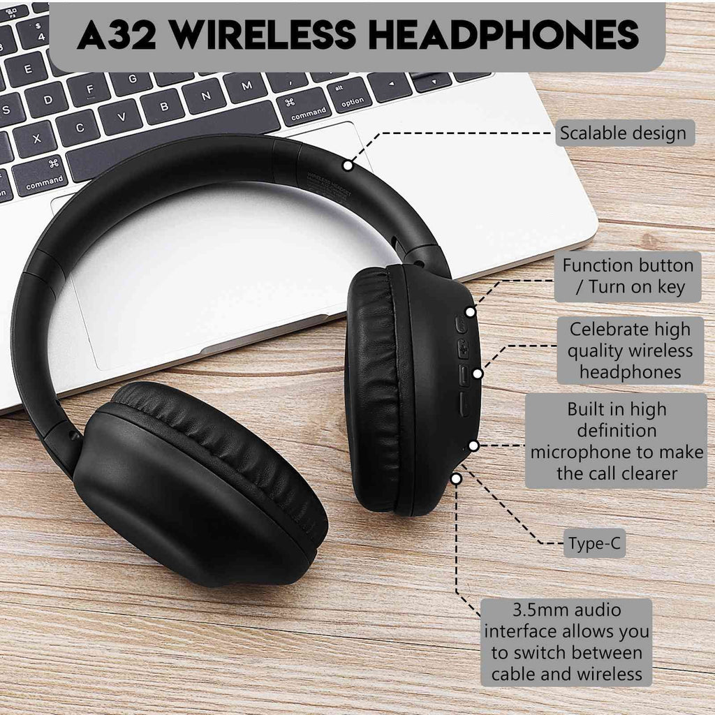 UrbanX UX991 Wireless Bluetooth Stereo Earphones High Resolution Audio Deep Bass Superior Comfort Over The Ear Headphones with Mic for  Desire 20+ phone Call Support