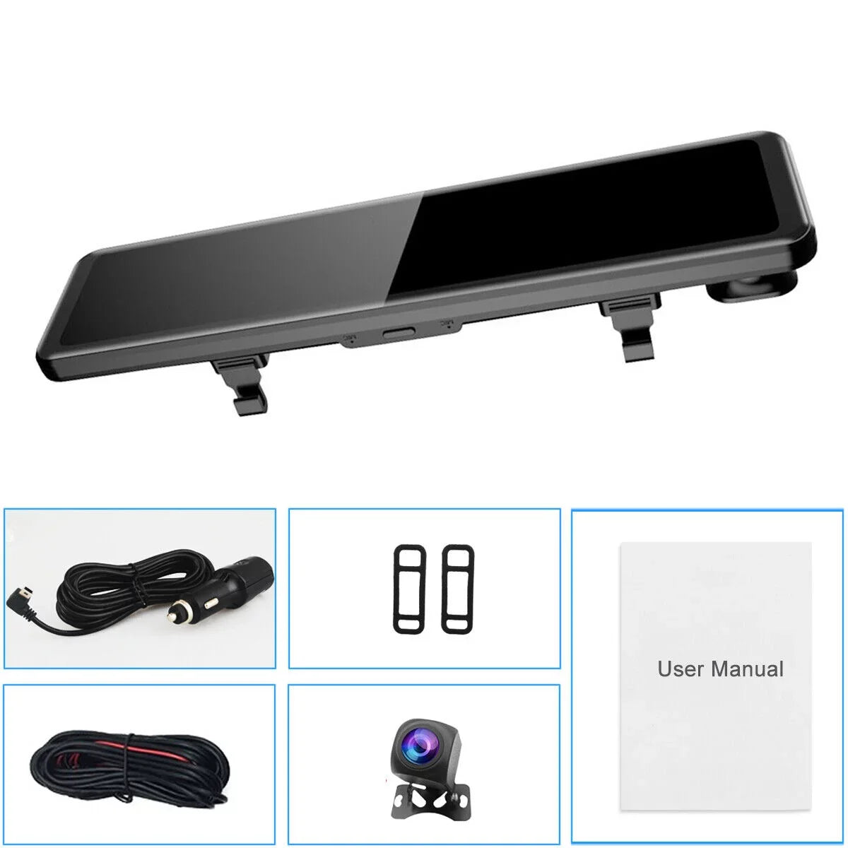 4K Mirror Dash Cam Backup Camera 12" Large Full Touch Screen Front and Rear View Camera  Waterproof Backup Car Camera 170° Wide Angle, Starlight Night Vision, Parking Monitor