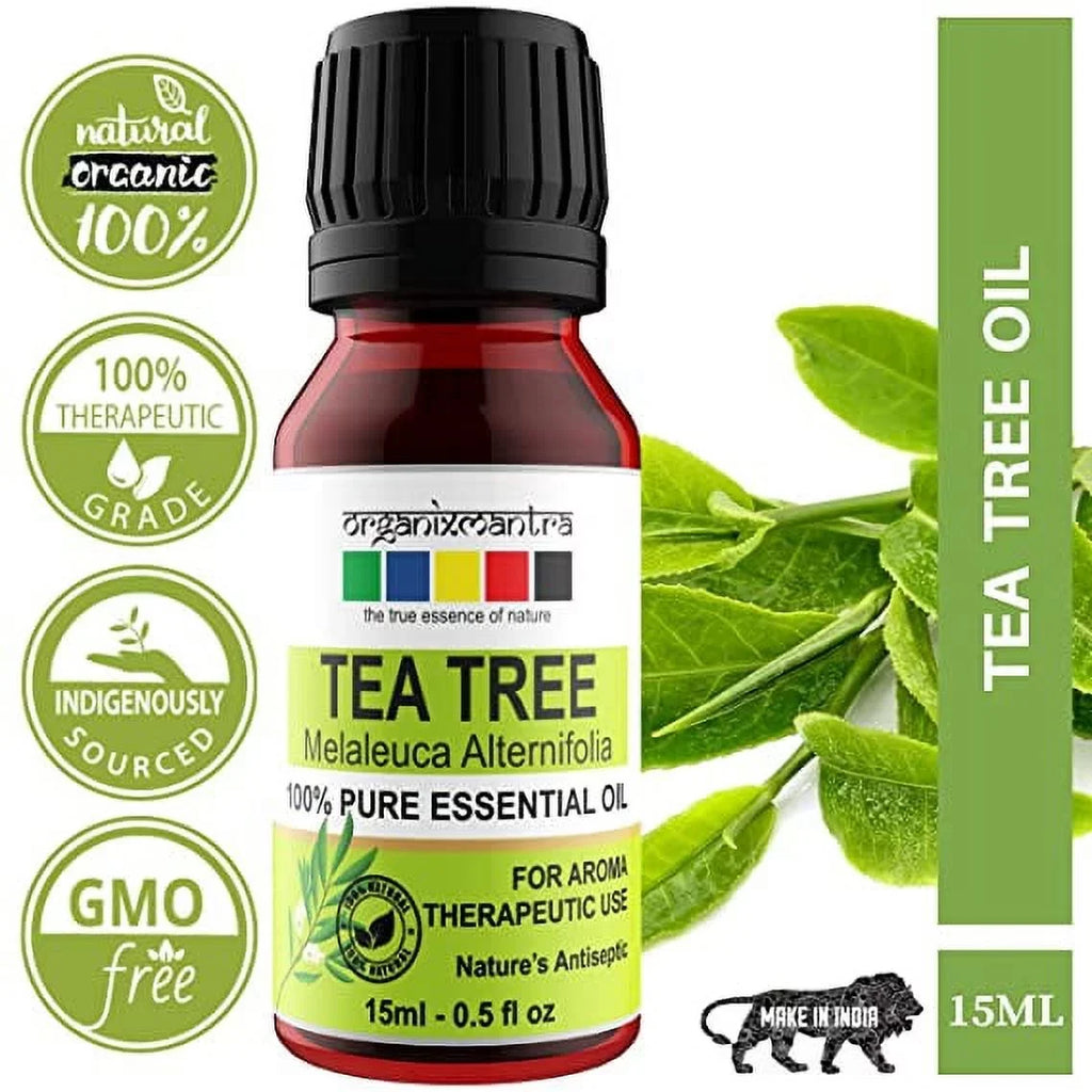 Organix Mantra Tea Tree Essential Oils for Skin, Hair, Face, Acne Care, 100% Pure, Natural and Undiluted Therapeutic Grade Essential Oil (Tea Tree 15ML)