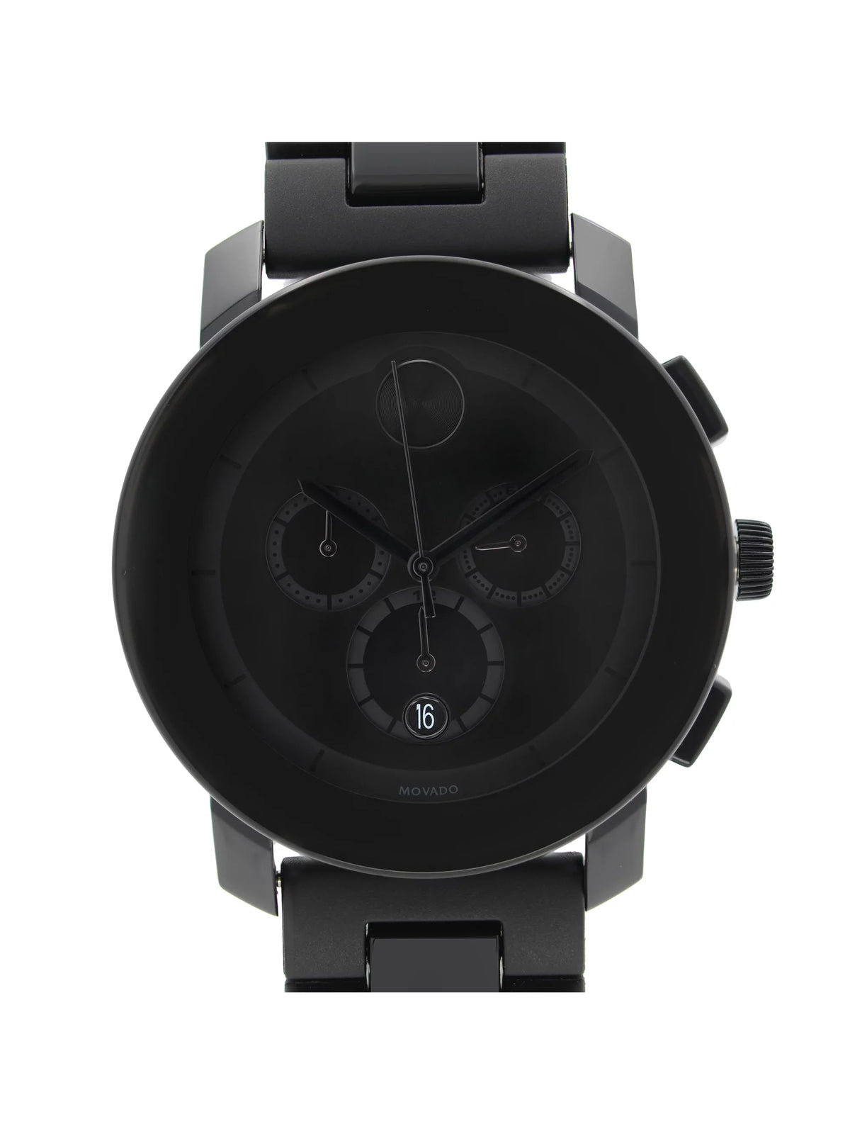 Movado Bold 43mm Steel Plastic Resin Black Dial Quartz Mens Watch 3600048
