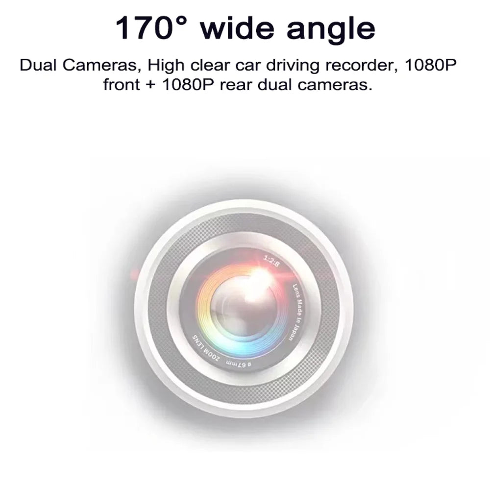 Aibecy 1080P  Dash Front & Rear Dual Driving Recorder with 9.66 Inch Touchscreen 170° Wide Angle Support Clear Night-Vision Parking Monitor Motion Detection Collision Locking Loop Recording Re