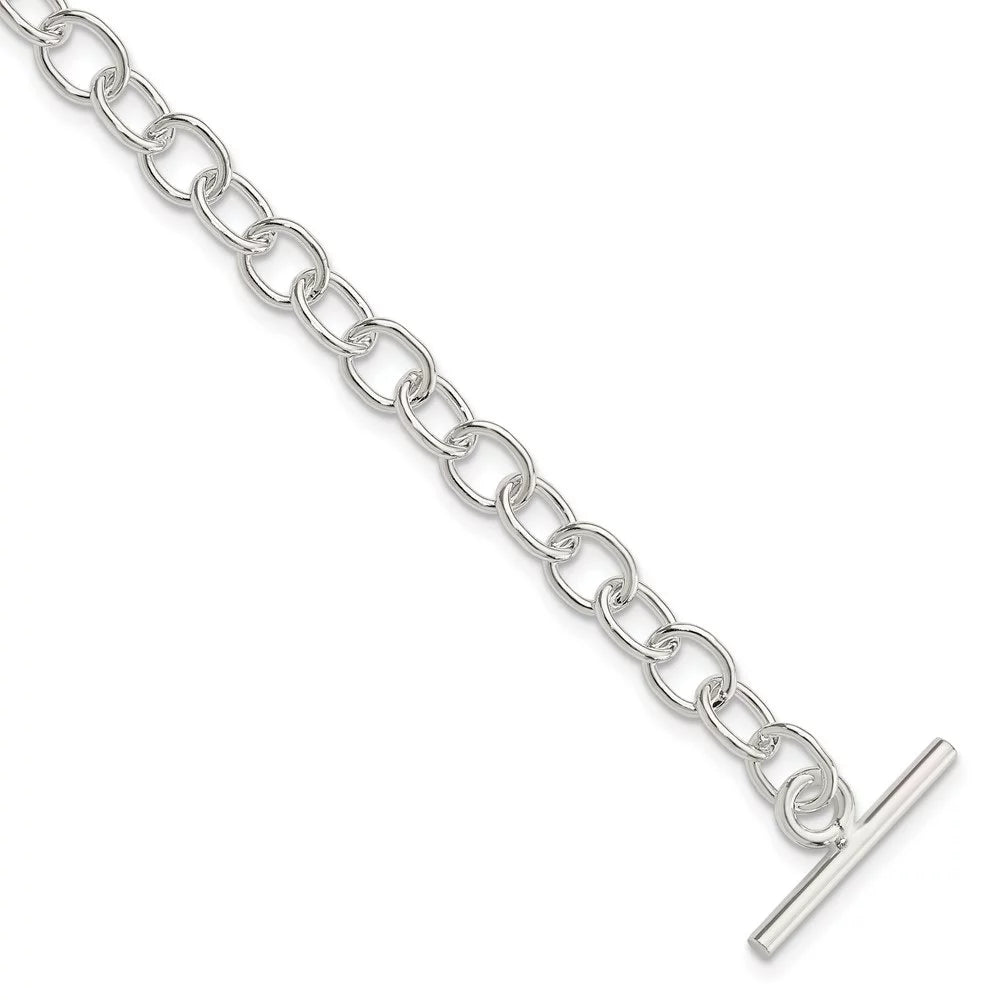Auriga 925 Sterling Silver Fancy Link Toggle Bracelet 7.5 inch for Women