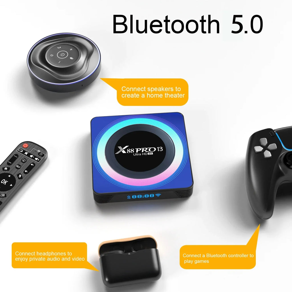 Android 13.0  Box,X88  13 Acrylic 4GB  64GB  RK3528 Quad-Core WiFi6 Dual Band 2.4G/5.8G Ethernet 1000M BT5.0 8K HDR10+ Ultra  USB3.0