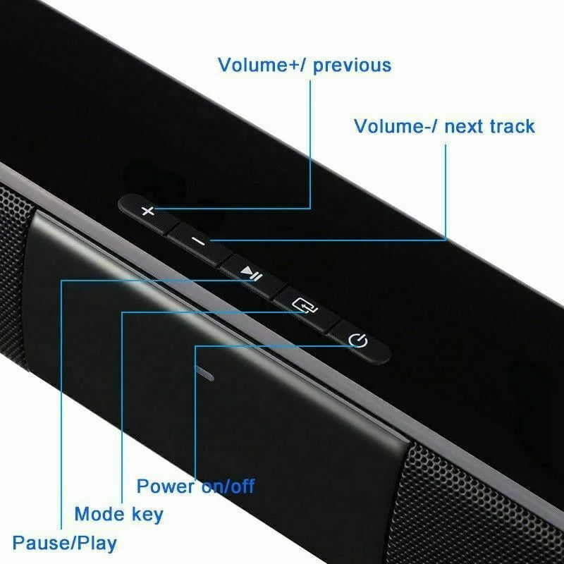 Sound Bar Bluetooth Speaker Surround Sound System Wired & Wireless 22 inch  Sound Bar