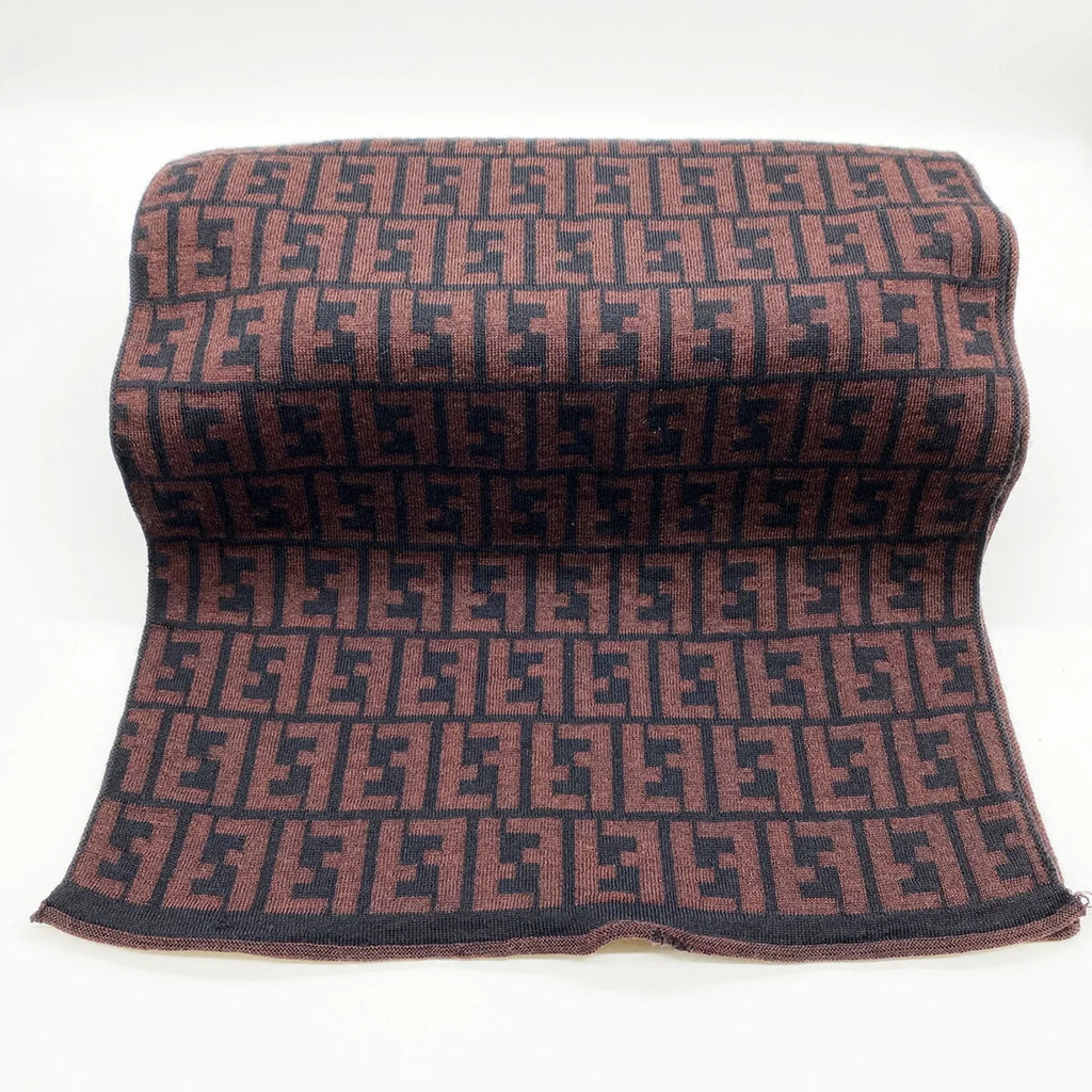 Pre-Owned  Zucca Muffler Stole All Over Pattern  Brown Women's Men's Fashion Old Clothes (Good)
