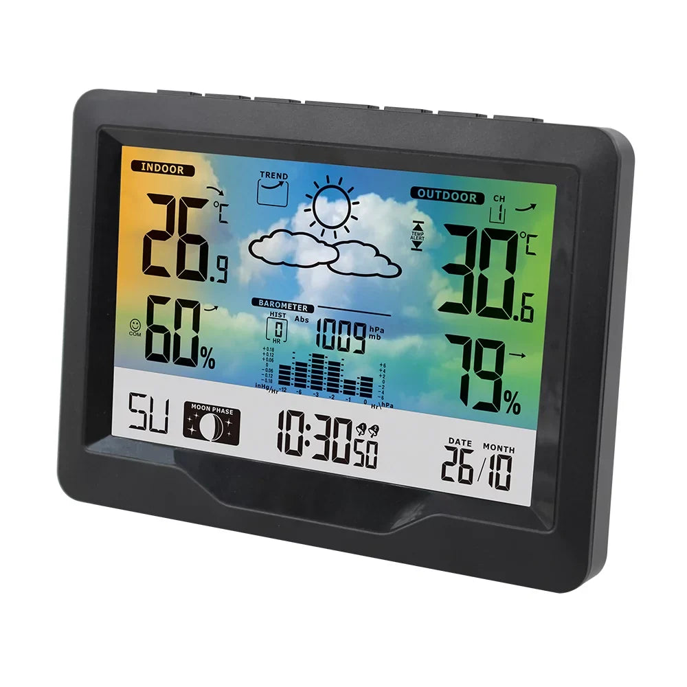 Htovila Clock, Temperature And Station WithWith Alarm Clock And Humidity With Temperature And Humidity Color Screen Weather WithTemperature Moon Phase Sooze Alarm Clock Moon