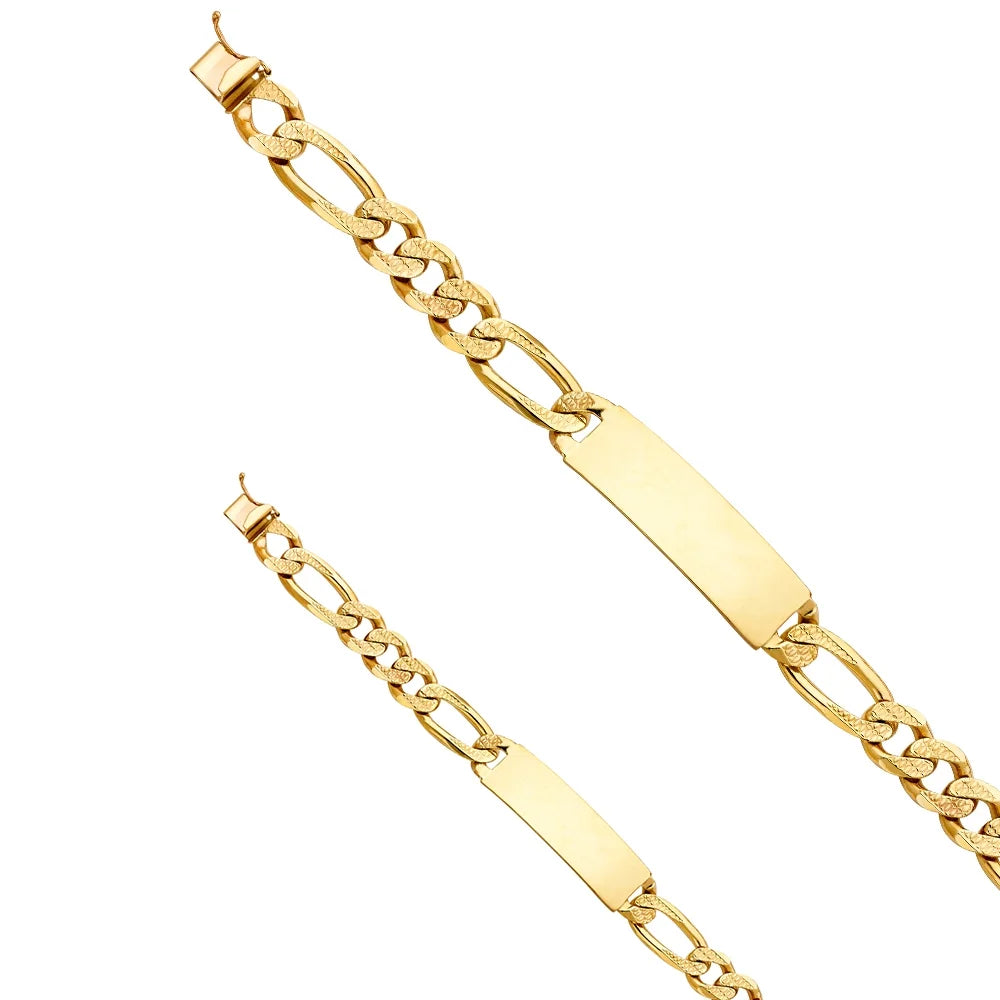 14k Yellow Gold Diamond Cut Figaro Link  Bracelet - 8.5" | Elegant 14KY Gold Chain Bracelets for Men and Women | Weight 42.5 | Men’s Jewelry for Gift