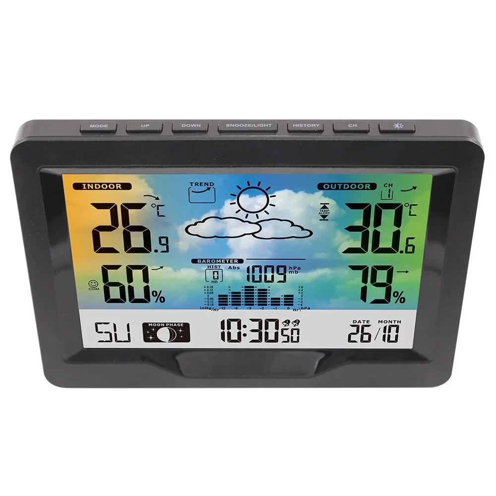 Htovila Clock, Temperature And Station WithWith Alarm Clock And Humidity With Temperature And Humidity Color Screen Weather WithTemperature Moon Phase Sooze Alarm Clock Moon
