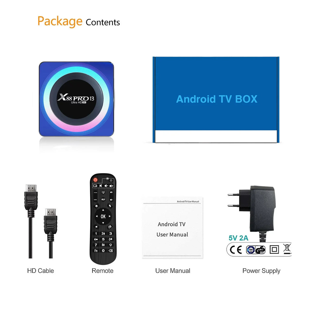 Android 13.0  Box,X88  13 Acrylic 4GB  64GB  RK3528 Quad-Core WiFi6 Dual Band 2.4G/5.8G Ethernet 1000M BT5.0 8K HDR10+ Ultra  USB3.0