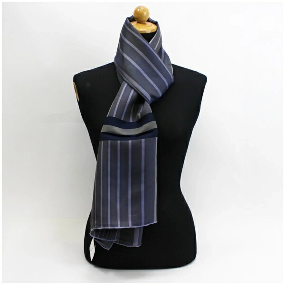 Pre-Owned Gucci silk scarf muffler gray x navy purple striped pattern  women's multicolor (Good)