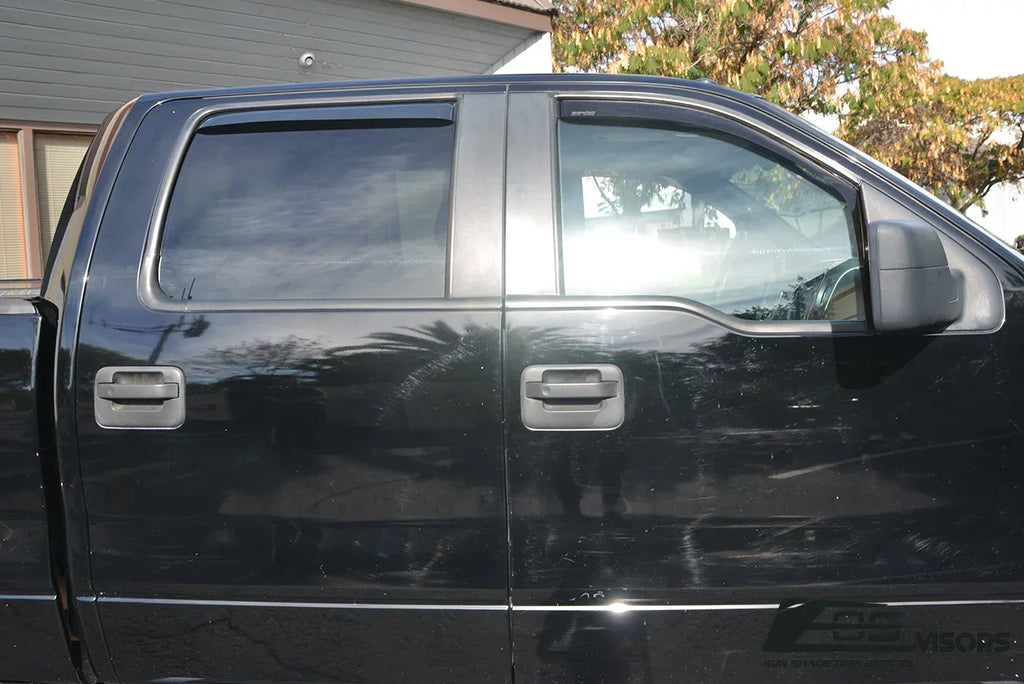 Extreme Online Store  Visors in-Channel Style Side Vents Rain Guard Window Deflectors for 2004-2008 Ford F-150 Crew Cab Models