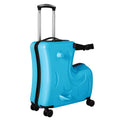 20" Kids Ride On Suitcase, Portable Spinner Wheels Trolley Luggage Blue Horse Shape Kids Travel Suitcase