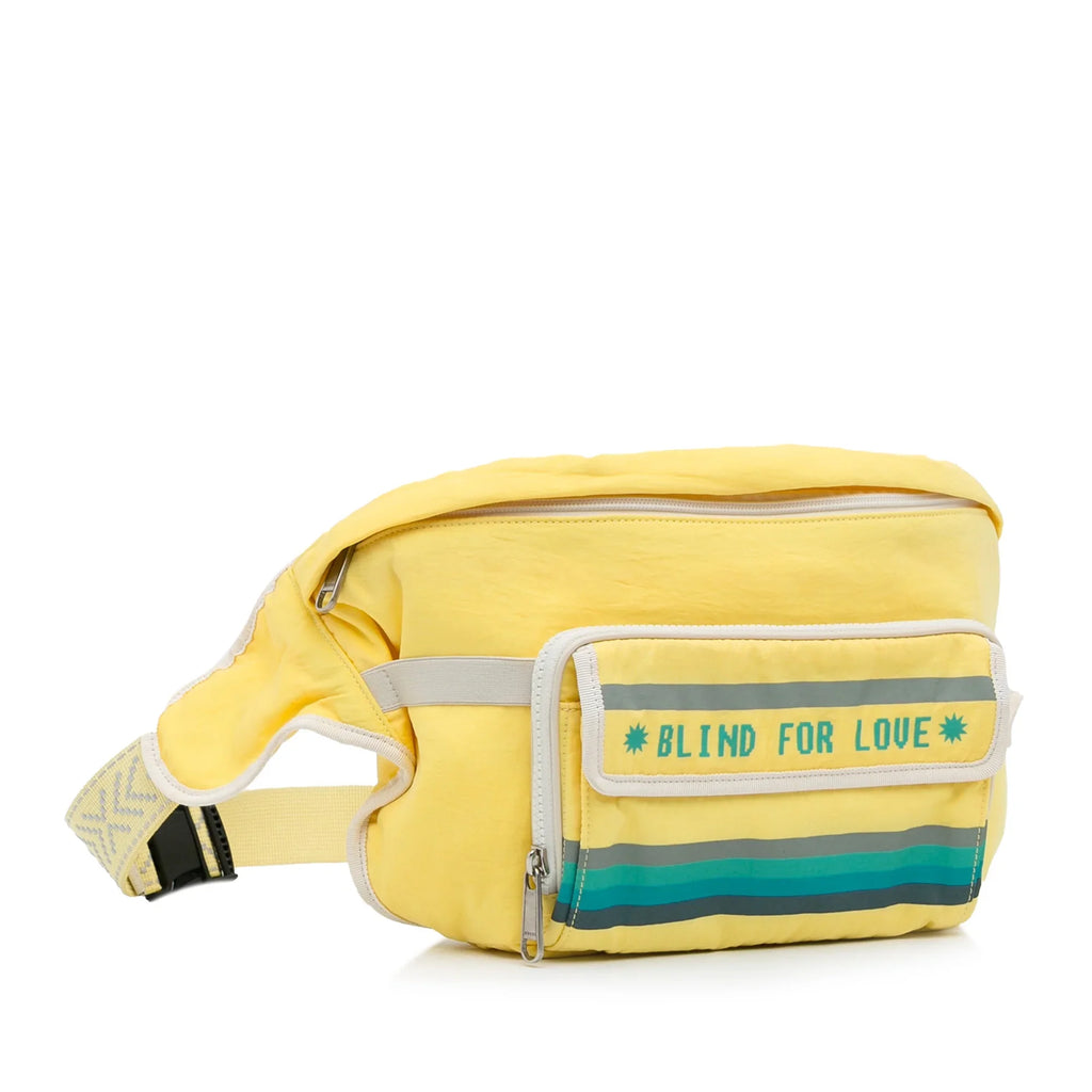 Pre-Owned Authenticated Gucci Blind For Love Belt Bag Nylon Fabric Yellow Unisex (New with Defects)