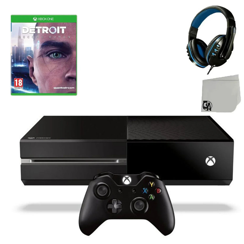Pre-Owned Microsoft Xbox One Original 500GB Gaming Console Black Headset With Detroit Become Human Game   Bundle