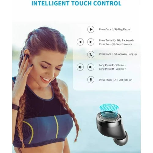 Wireless Earphones  True Stereo Earbuds Headphones w Mic Charging Case  Display A7Q for Motorola Moto E (2020), One 5G, Razr (2020) (2019), Edge (2021) - Nokia 3.1, 7.1, X100, C5 Endi