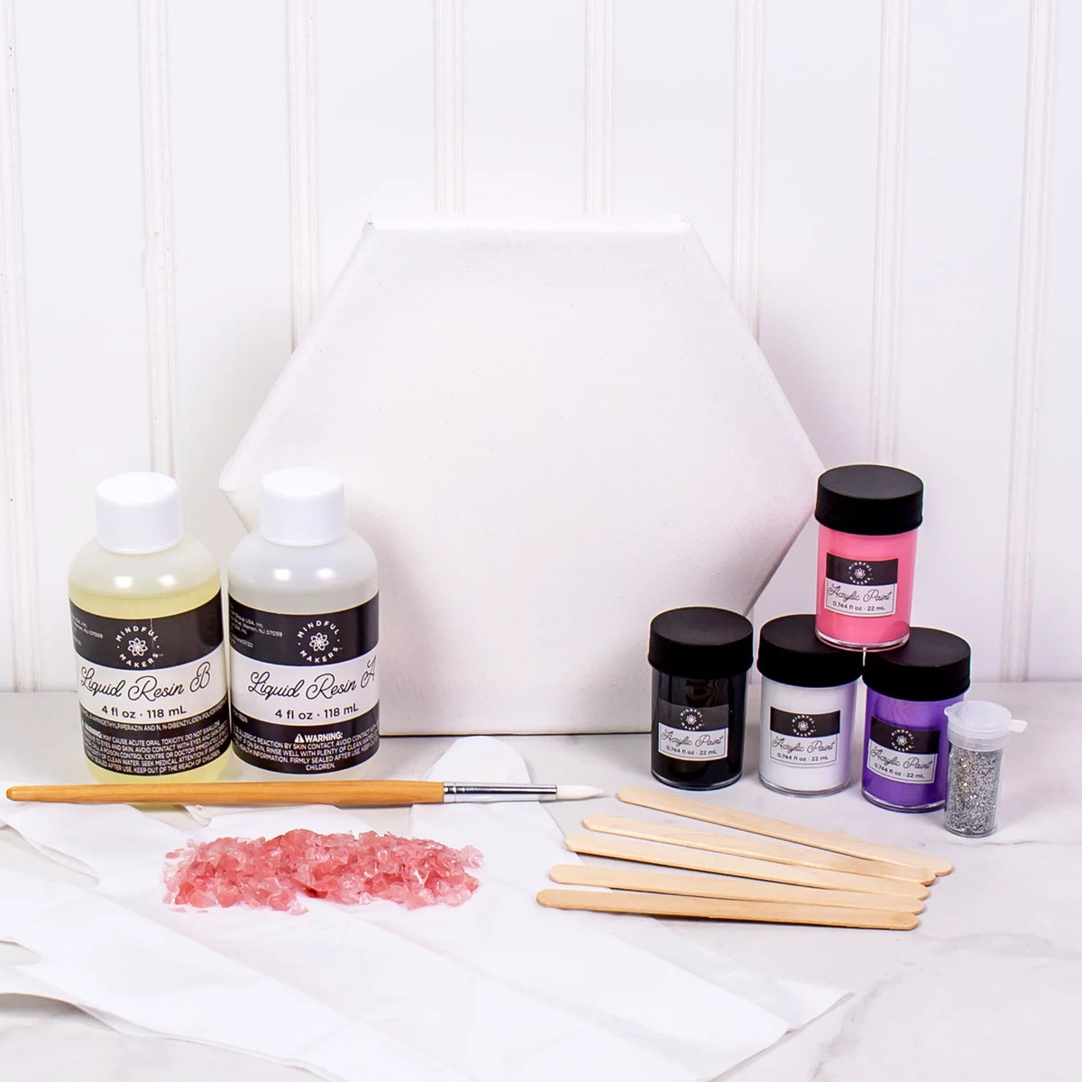 Mindful Makers D.I.Y. Geode Canvas Art Kit (17 Pieces), Boys and Girls, Teen, Aged 14+
