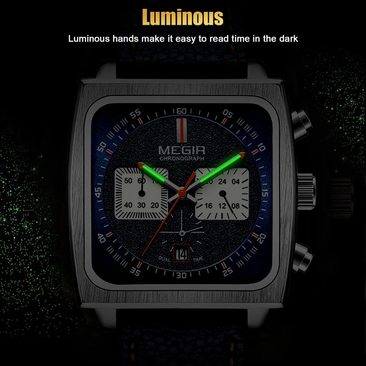 Waterproof  Men's Leather Luminous Analog Sports Quartz Military Wristwatch