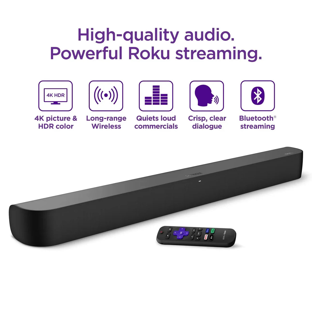 onn Roku Smart Soundbar with built-in 4K Streaming Media Player