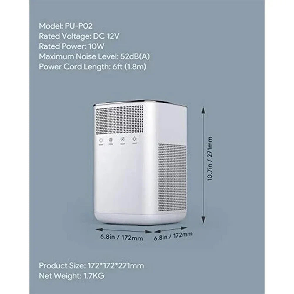 Air Purifier Device for Home - Bedroom Filters with True 3M   Night Light Air Clean -P02 White